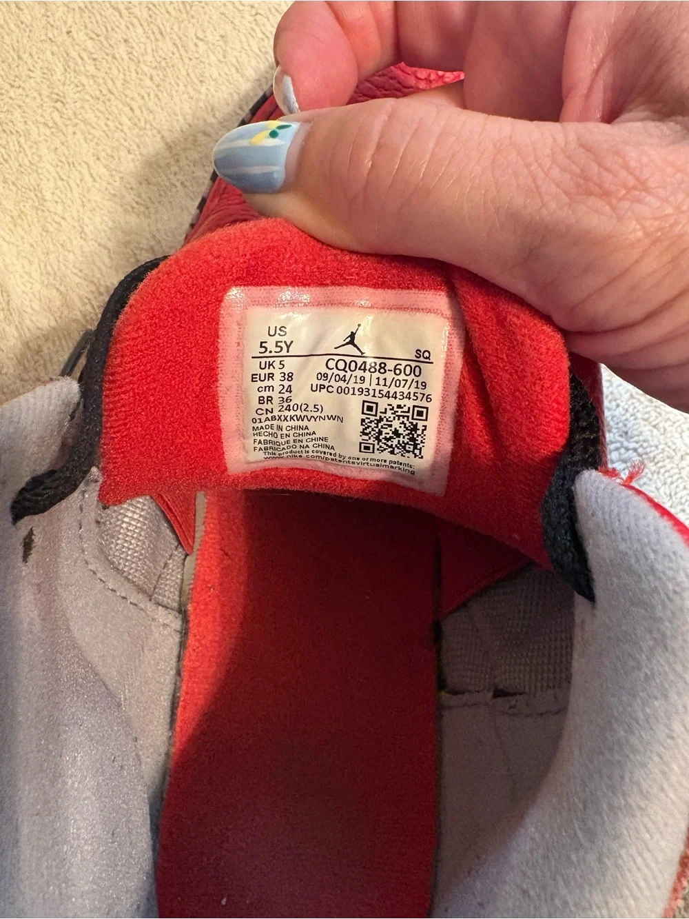 Jordan Kids' Red, Black & Gray Retro Sneakers